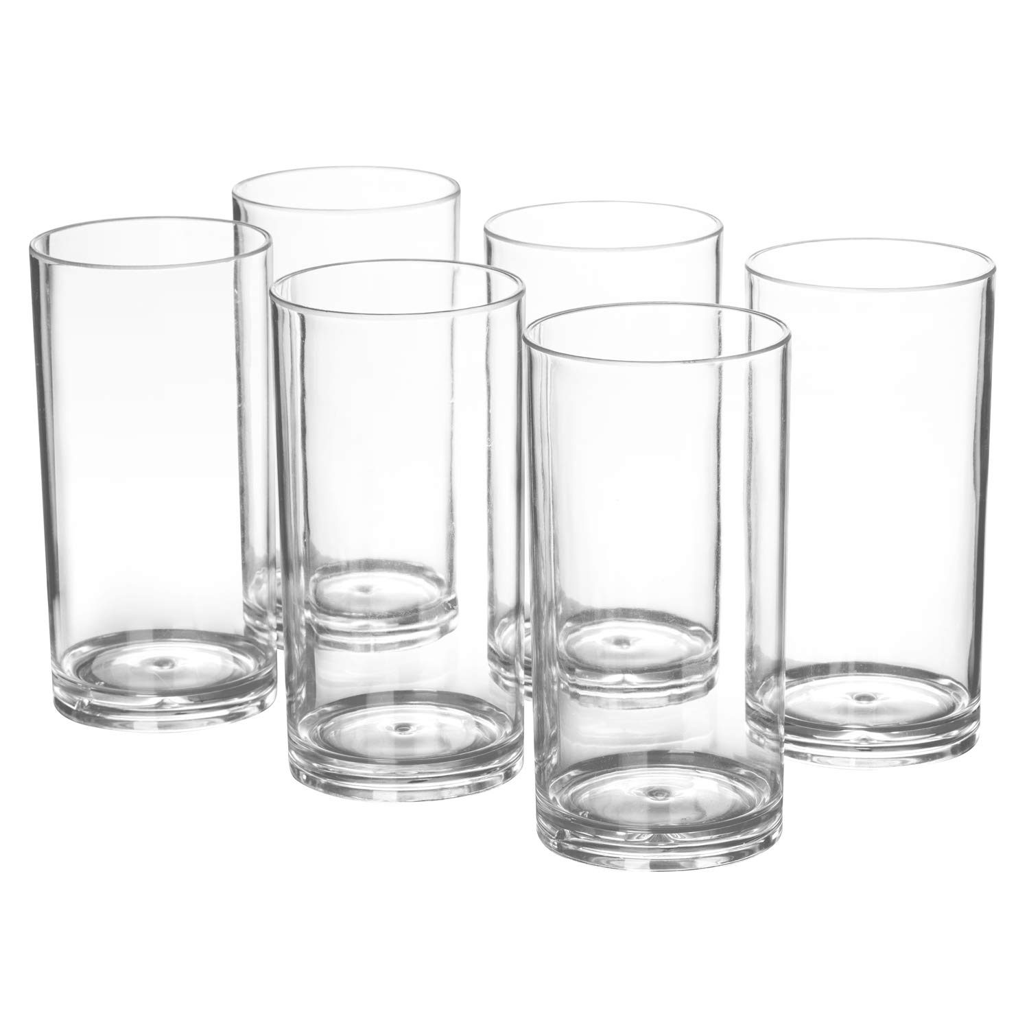 AOYITE 20-ounce Plastic Tumblers Dishwasher-Safe Premium Quality Juice Water Glasses BPA-free Clear Set of 6 Drinking Cups