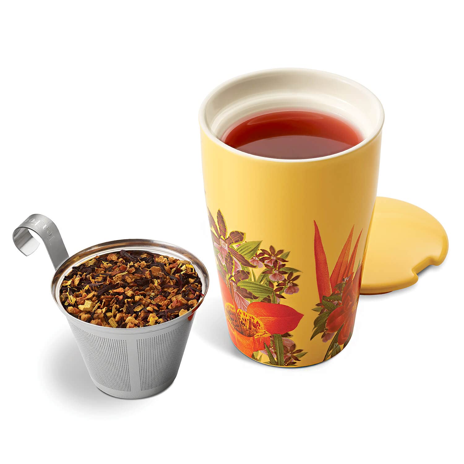 Tea Forte Kati Cup Paradis, Ceramic Tea Infuser Cup with Infuser Basket and Lid for Steeping Loose Leaf Tea