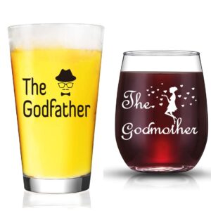 jerio godparent gifts godmother wine glass godfather beer glass gifts for godparents