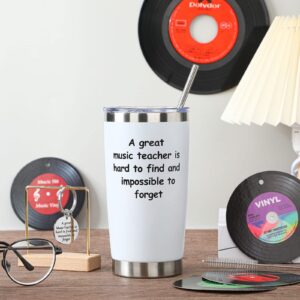 Rtteri Christmas Teacher Gift 20 Oz Tumbler with Lid Straw Brush and Music Teacher Keychain Music Teacher Appreciation Gift for Xmas Women Piano Guitar Violin Music Teacher Graduation Birthday Gift