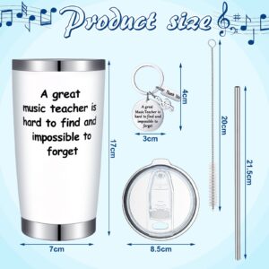 Rtteri Christmas Teacher Gift 20 Oz Tumbler with Lid Straw Brush and Music Teacher Keychain Music Teacher Appreciation Gift for Xmas Women Piano Guitar Violin Music Teacher Graduation Birthday Gift