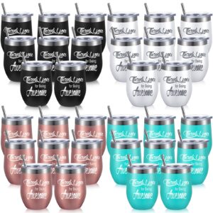 thank you gifts thank you for being awesome wine tumbler employee appreciation gifts thank you gift for women men coworkers friend stainless steel insulated tumbler with straw (fresh color, 32 pcs)