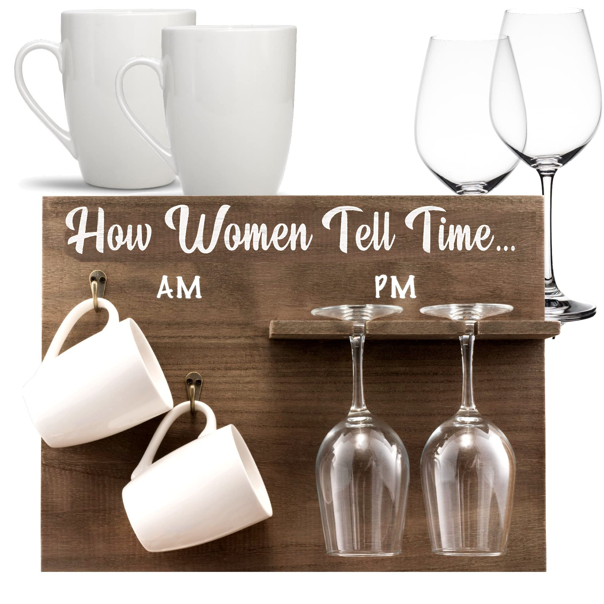 Valentines Day Birthday Gifts for Women - Unique Wine Gift for Mom - Great Gift Idea for Moms, Sister, Wife, Aunt, Mother in law - Womans Birthday Presents - Includes 2 Wine Glasses and 2 Coffee mugs