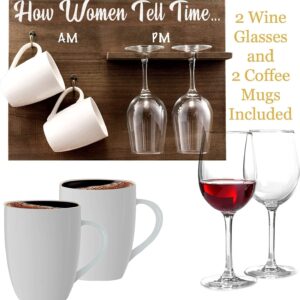 Valentines Day Birthday Gifts for Women - Unique Wine Gift for Mom - Great Gift Idea for Moms, Sister, Wife, Aunt, Mother in law - Womans Birthday Presents - Includes 2 Wine Glasses and 2 Coffee mugs