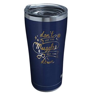 tervis harry potter don't let muggles get you down triple walled insulated tumbler travel cup keeps drinks cold & hot, 20oz legacy, stainless steel