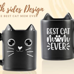Onebttl Funny Cat Coffee Mug, Cat Mug with Cat Ears and Cat Tail Handle, Cat Gifts for Cat Lovers on Christmas, Birthday - Best Cat Mom Ever