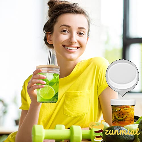 zunmial 4 Pack Smoothie Cup Boba Cup,16oz Mason Jar With Bamboo Lid and Straw, Bubble Tea Cups Mason Jar Cups