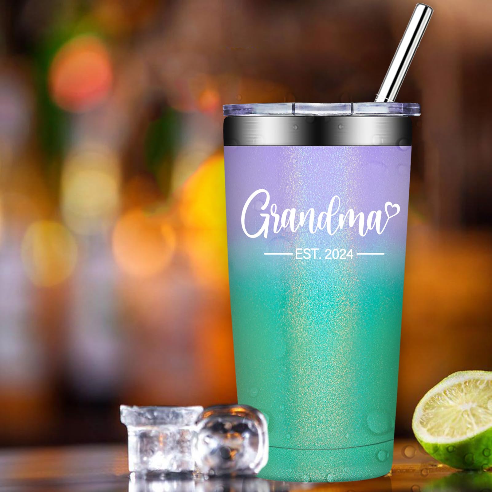 Grifarny New Grandma Gifts - Grandma Est. 2024 Tumbler Cup - First Time Grandma Gifts - 1st Mothers Day Gift for New Grandma, New Grandmother, Grandma to be, Promoted to Grandma