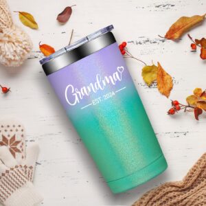 Grifarny New Grandma Gifts - Grandma Est. 2024 Tumbler Cup - First Time Grandma Gifts - 1st Mothers Day Gift for New Grandma, New Grandmother, Grandma to be, Promoted to Grandma