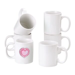 cutiset 11 ounce ceramic plain white mugs,white ceramic mug,sublimation mugs, bulk mugs,set of 6
