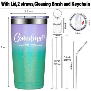 Grifarny New Grandma Gifts - Grandma Est. 2024 Tumbler Cup - First Time Grandma Gifts - 1st Mothers Day Gift for New Grandma, New Grandmother, Grandma to be, Promoted to Grandma