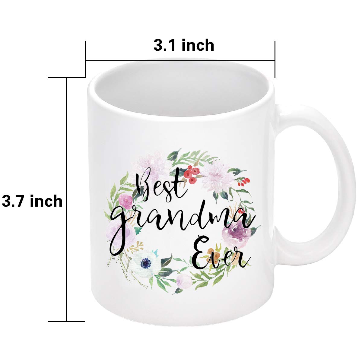 YHRJWN Best Grandma Ever Mug Best Grandma Gifts - Grandma Coffee Mug - Grandma Birthday Gifts from Granddaughter Grandchildren Grandson - Coffee Mug Gifts for Grandma 11Oz