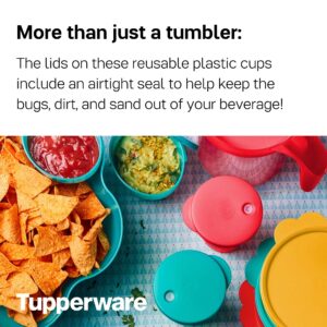 Tupperware Brand Impressions 16 oz Tumblers - Set of 4 - Dishwasher Safe & BPA Free - Mess-Free Reusable Plastic Cups with Lids