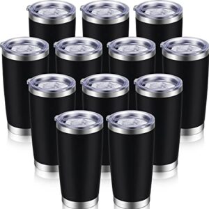 15 pack 20oz tumblers stainless steel mugs with lid double wall vacuum insulated coffee cups powder coated travel mug ideal for home, office, kitchen, outdoor for hot and cold drinks (black)
