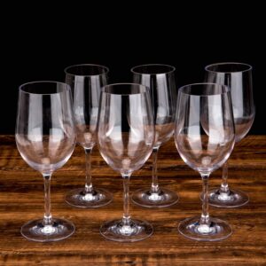 12.5-ounce Unbreakable Wine Glasses-Acrylic Plastic Stem Wine Glasses, set of 6clear color,Dishwasher Safe,BPA Free (clear color, 12.5-ounce)