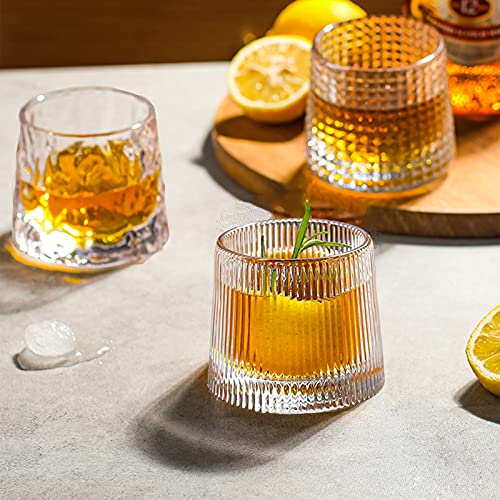 RareCi Flat bottom Crystal Whiskey Glasses, Premium 5OZ Scotch Glasses Set of 3, Old Fashioned Thick Weighted Bottom Rocks Glasses for Drinking Bourbon, Cocktails, Cognac, Rum