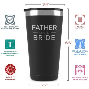 Sodilly Insulated Coffee Tumbler- Father's Day Gift- Engagement Announcement Accessory- Father of the Bride Tumbler Gifts- Special Father of the Bride- 16oz Black Insulated Coffee Tumbler