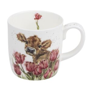 royal worcester wrendale designs bessie cow mug | 14 ounce large coffee mug with cow design | made from fine bone china | microwave and dishwasher safe