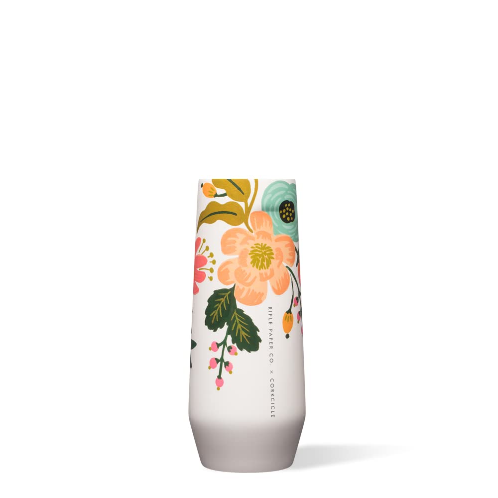 Corkcicle Tumbler Rifle Paper Co. Triple Insulated Stainless Steel Travel Mug, BPA Free, Keeps Beverages Cold for 9 Hours and Hot for 3 Hours, 7 oz,Gloss Cream Lively Floral