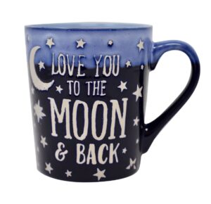 boston warehouse love you to the moon and back mug, 1 count (pack of 1), blue