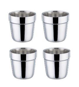 teamfar coffee cup espresso cup mug set of 4, double wall stainless steel tea cups, reusable & stackable, mirror finish & dishwasher safe - 6 ounce