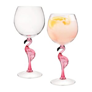 supreme housewares durable acrylic plastic stem wine glasses, set of 2, reusable plastic drinkware, bpa-free, shatter-proof, ideal for wine and beverage (20 oz, flamingo)