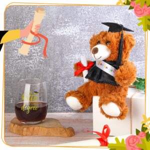 Junkin Graduation 2024 Gifts Set Congrats Grad Gift for Her Him Now Hotter by One Degree 15 oz Wine Glass Cup and Plush Grad Bear College University Graduates Class of 2024 Party Gift Favor Present