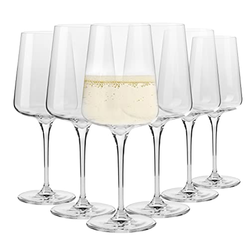 Krosno white and sparkling wine glasses | 6 pieces set | 13.52 oz | Infinity Collection | Elegant | Crystal Glass | Lead-free glass | Perfect for Homes, Restaurants and Receptions | Dishwasher Safe