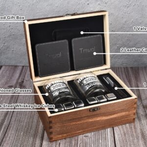 2023 Retirement Gifts for Men, Funny Retired 2023 Not My Problem Any More Whiskey Glass Wooden Gift Boxed Set, Happy Retirement Gifts for Boss, Office Coworkers, Dad, Husband, Brother, Friends