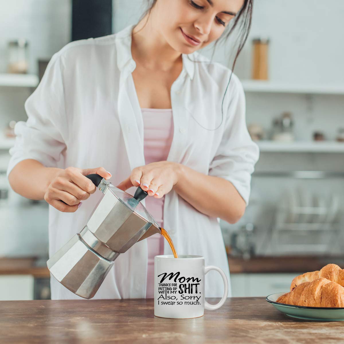 Novelty Coffee Mug for Mom, Sorry I Swear So Much- Front and Back Print- Gift Idea for Mothers- Best Mom Gift- Gag Mother’s Day Gift- Funny Birthday Present for Mom From Daughter, Son