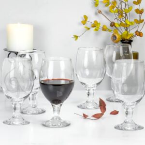 Red Co. Belluno Classic Clear Glasses for Water, Juice, Liquor - Wine Goblets - Set of 6 (13.5 Ounces)