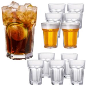 qappda clear drinking glasses set of 12,thick and sturdy water glass beer tumbler,14oz all-purpose beverage glasses for juice,kitchen,party