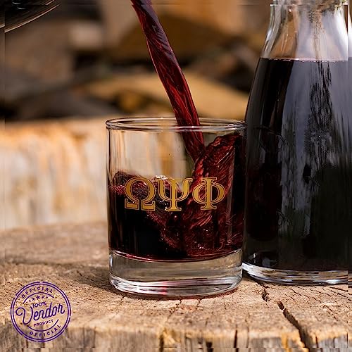 Bad Bananas BBGreek Omega Psi Phi Official Vendor - Set of 2 11oz Drinking Rocks Glasses - Sons of Blood and Thunder - Fraternity Paraphernalia