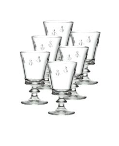 la rochere napoleon bee wine tasting glasses set of 6 – 9.0 oz, round wine glasses w/ the french bee embossed design, fine french glassware, heavy wine glasses, dishwasher safe wine tasting set