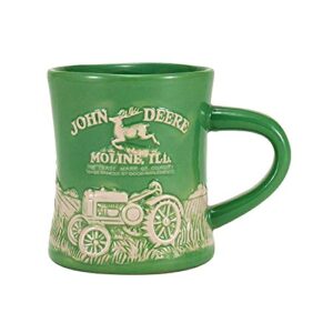 john deere stoneware green ceramic model d mug, 12 ounces