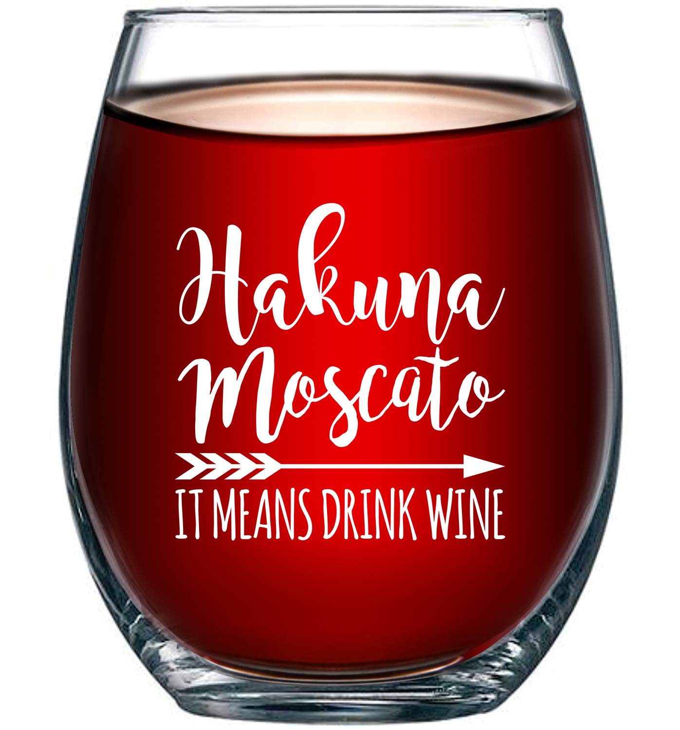 Hakuna Moscato Funny Stemless Wine Glass 15oz - Unique Christmas Gift Idea for Her, Mom, Wife, Girlfriend, Sister, Grandmother, Aunt - Perfect Birthday Gifts for Women