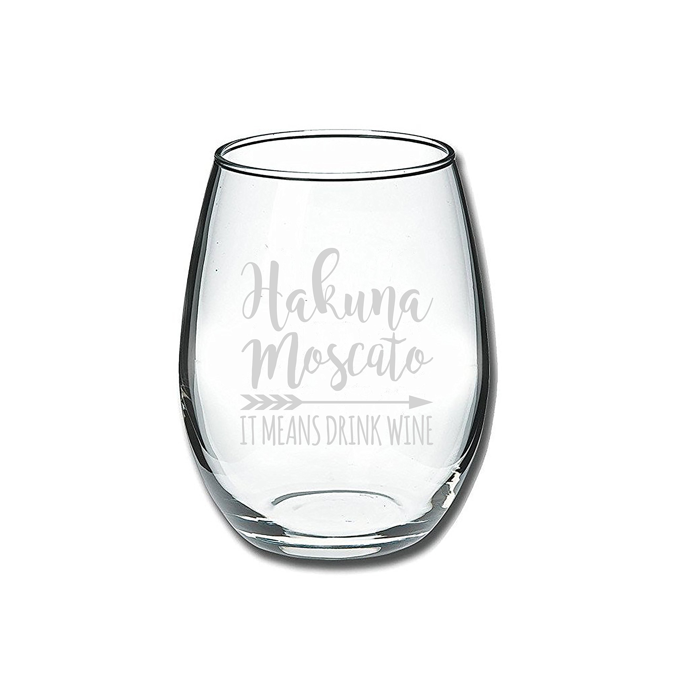 Hakuna Moscato Funny Stemless Wine Glass 15oz - Unique Christmas Gift Idea for Her, Mom, Wife, Girlfriend, Sister, Grandmother, Aunt - Perfect Birthday Gifts for Women