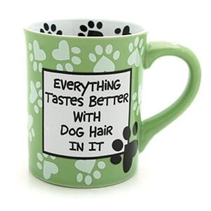 enesco our name is mud “dog hair, 16 oz. stoneware mug, 1 count (pack of 1), green