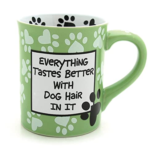 Enesco Our Name is Mud “Dog Hair, 16 oz. Stoneware Mug, 1 Count (Pack of 1), Green