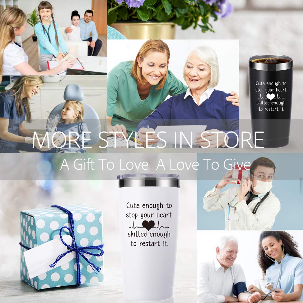 Cute Enough to Stop Your Heart Skilled Enough to Restart It 20 OZ Tumbler.Appreciation Doctor Nurse Gifts.Birthday,Christmas,Medical Nursing Graduation Gifts for Medical Worker Travel Mug(Black)