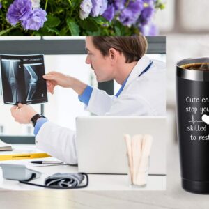 Cute Enough to Stop Your Heart Skilled Enough to Restart It 20 OZ Tumbler.Appreciation Doctor Nurse Gifts.Birthday,Christmas,Medical Nursing Graduation Gifts for Medical Worker Travel Mug(Black)