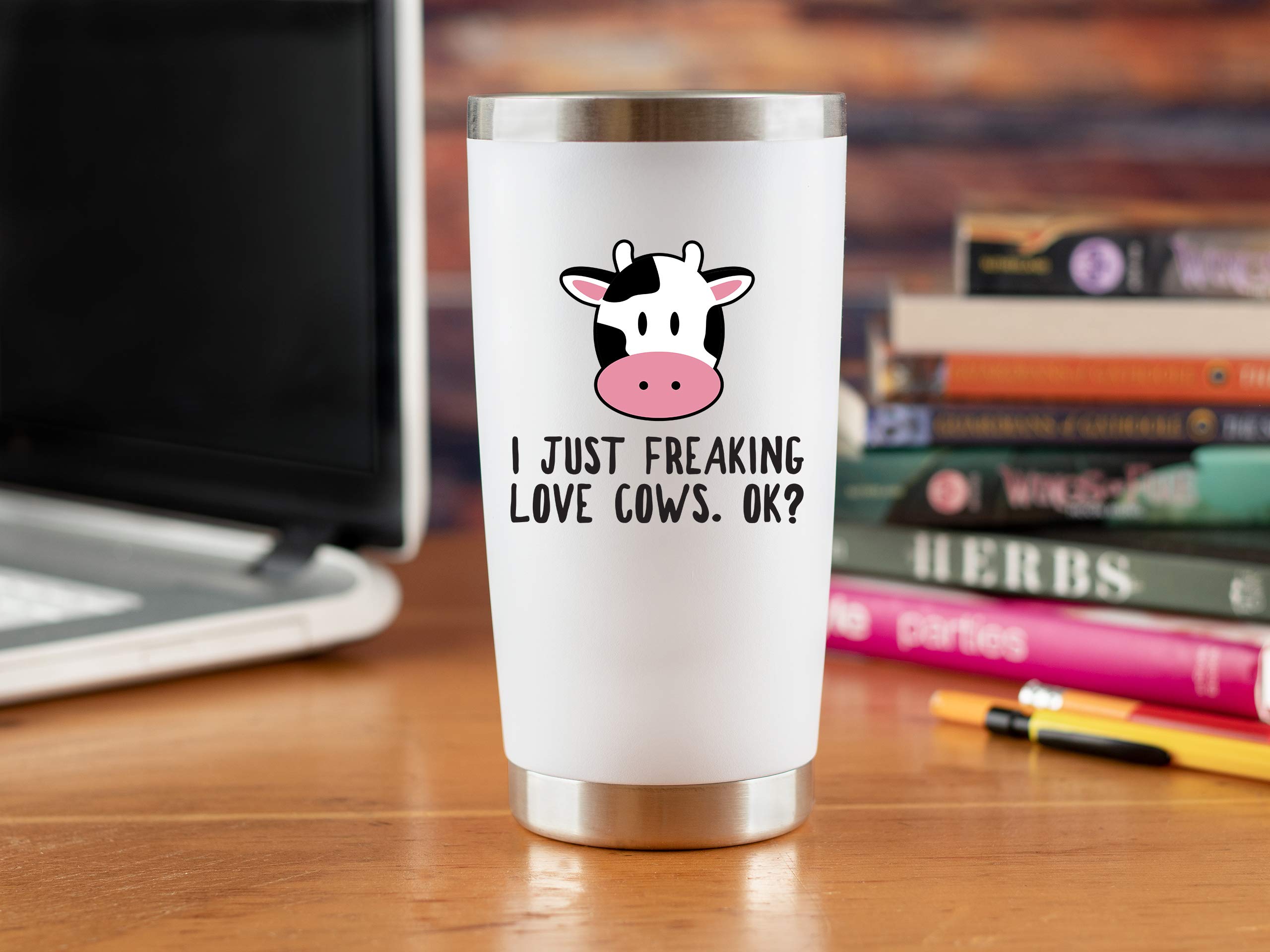 KLUBI Cow Gifts Coffee Tumbler- 20oz Tumbler for Coffee or Wine - Gift Idea for Cow Lovers, Themed Gifts, Print, Cup, Accessories, Stuff, Farm Animal