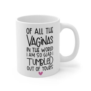 funny mug for mum, of all vaginas in the world mug, i am so glad i tumbled out of yours, mum mug, mum gift, funny mothers day mug, mothers day mug funny, mug for mothers day, ceramic coffee mug
