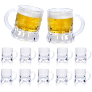 zzyfgh mini beer mugs, 1 oz clear plastic shot glasses beer mug with handles for party (12 pieces)