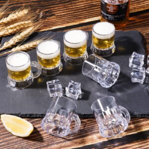 ZZYFGH Mini Beer Mugs, 1 Oz Clear Plastic Shot Glasses Beer Mug with Handles for Party (12 Pieces)