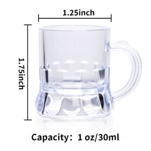 ZZYFGH Mini Beer Mugs, 1 Oz Clear Plastic Shot Glasses Beer Mug with Handles for Party (12 Pieces)