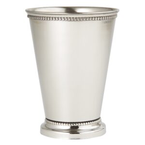 elegance 90471 beaded mint julep cup, 4.5", silver