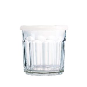luminarc arc international working storage jar/dof glass with white lid, 14-ounce, set of 4 (h6812)