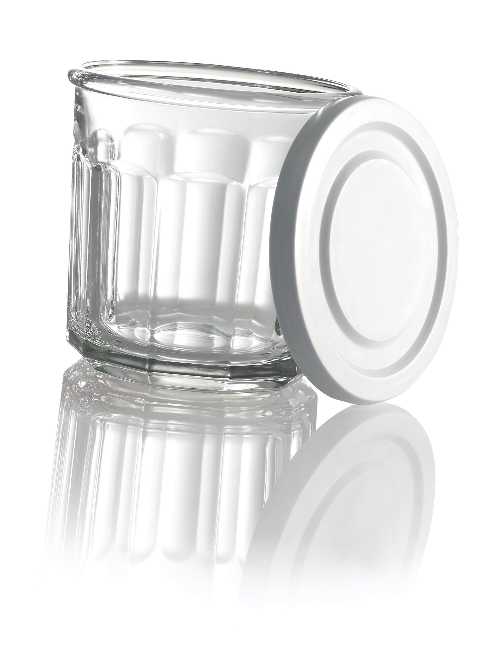 Luminarc Arc International Working Storage Jar/Dof Glass with White Lid, 14-Ounce, Set of 4 (H6812)