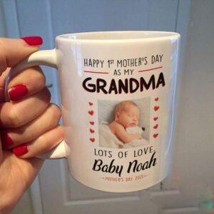 homelight personalized happy 1st mother's day as my grandma, baby's sonogram picture mug - gifts for new first grandma to be from the bump color changing mug (multi 3)